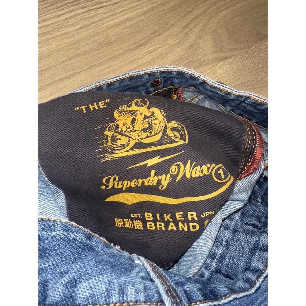 SuperDry Biker Edition Loose Taper Distressed Blue Jeans 29x30 (Tagged 30x32) - Picture 10 of 15